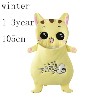 winter cat 105cm Спальный мешок для детей 0-3 лет, 85, 105 см, конверт для новорожденных, лягушка, кошка, собака, рыба, зимний Летний спальный мешок для детей, Акула, для детей - Цвет: winter cat 105cm