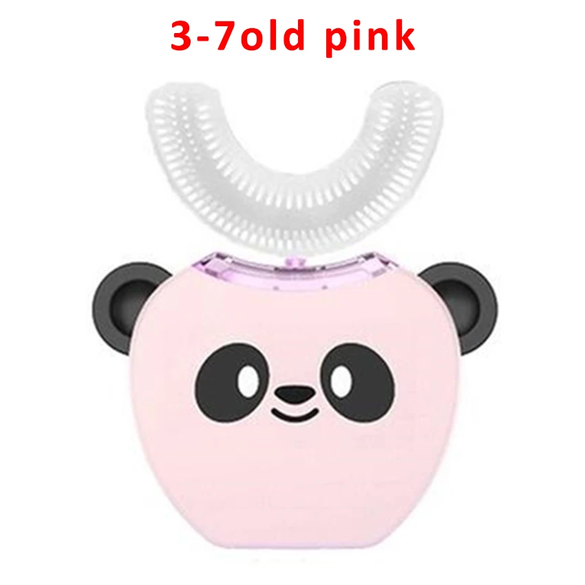 3-7old pink Smart U 360 градусов детская звуковая электрическая зубная щетка музыкальная Кремниевая Автоматическая ультра звуковая зубная щетка с мультяшным рисунком для детей - Цвет: 3-7old pink
