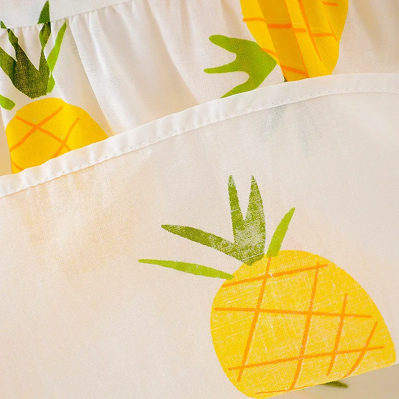 lovely Infant Kid Baby Girls Dress summer sleeveless vest Clothes Fruit pineapple printing Children Princess bow Dresses cap | Детская