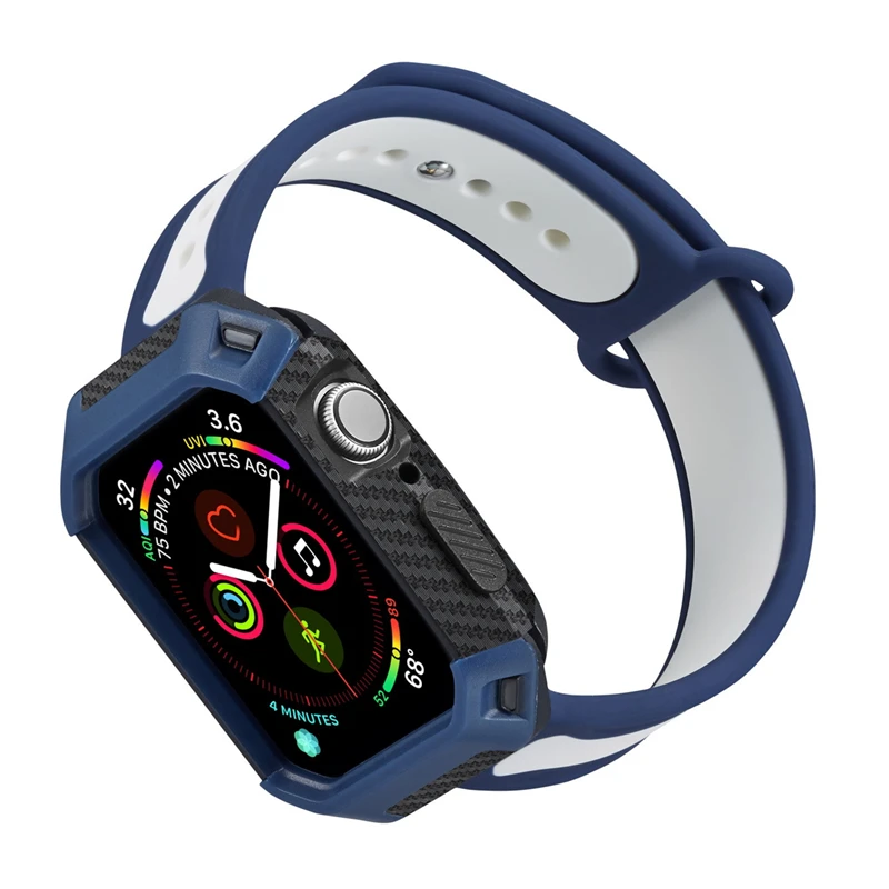 blue white ASHEI ремешок для спортивных часов для Apple Watch Series 4 Band с чехлом 44 мм 40 мм силиконовый сменный Браслет наручный ремень для iWatch Cover - Цвет ремешка: blue white