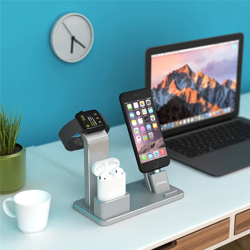 YFW 4 в 1 AirPods аксессуары зарядная станция зарядки держатель для Apple Watch телефон