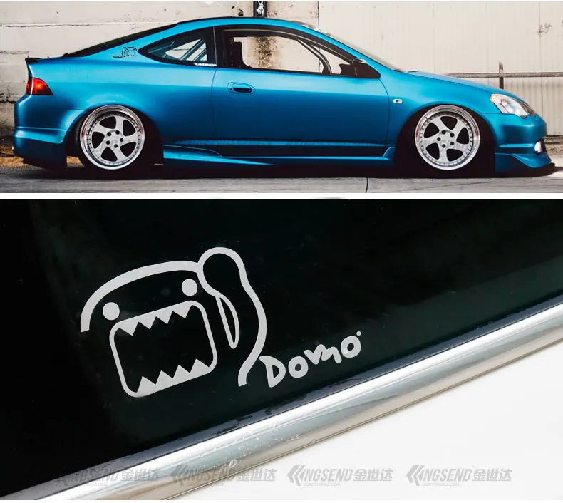 Noizzy Domo Kun забавная Автомобильная наклейка, мультяшная Автомобильная наклейка, милая шестерня, виниловая Светоотражающая черно-белая накладка на окно, тюнинг автомобиля