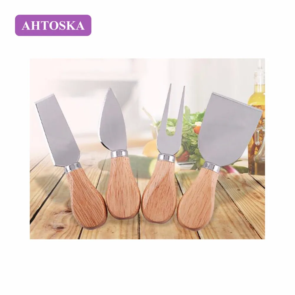 AHTOSKA 4 Шт. Ножи Для Сыра Терка Для Сыра С Бамбуковой Деревянной Ручкой Нержавеющей Стали Инструменты Для Сыра