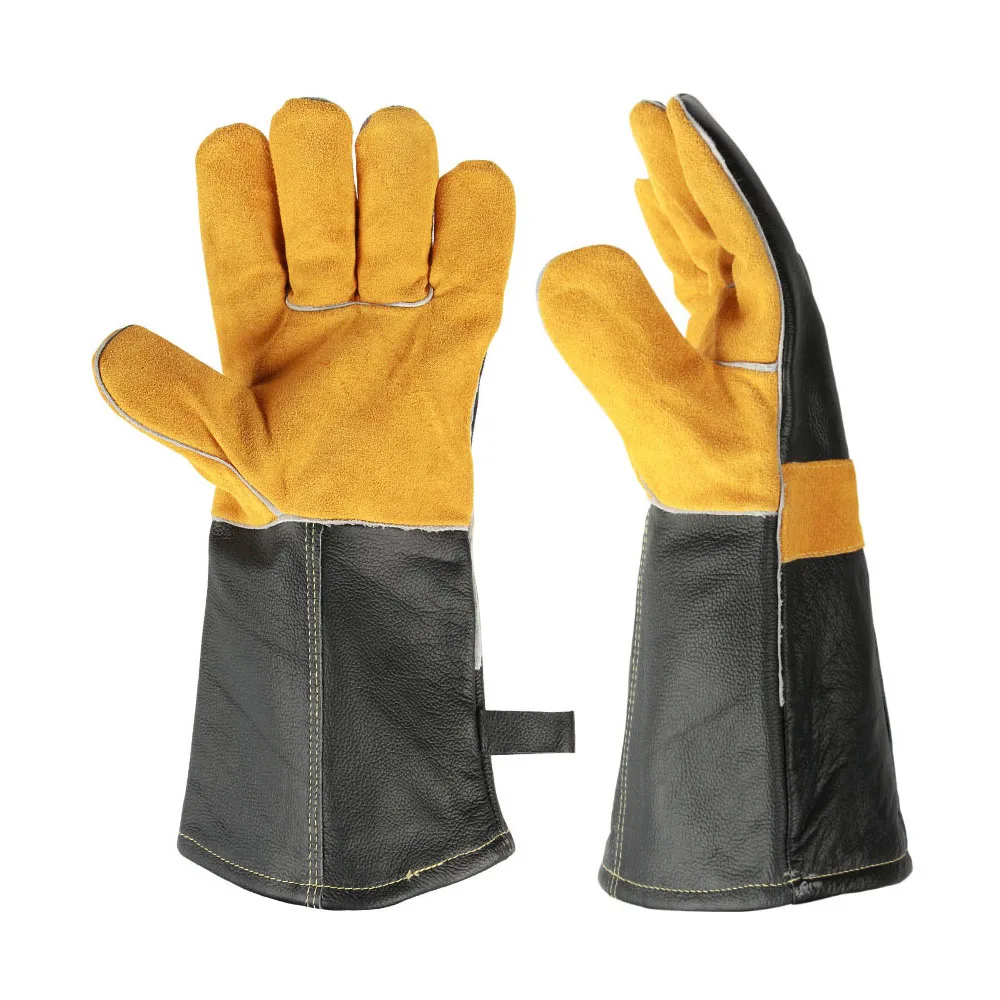 

Home BBQ Oven Microwave High Temperature Fire Resistant Flame Retardant Gloves Cow Leather 36cm Free Size Glove