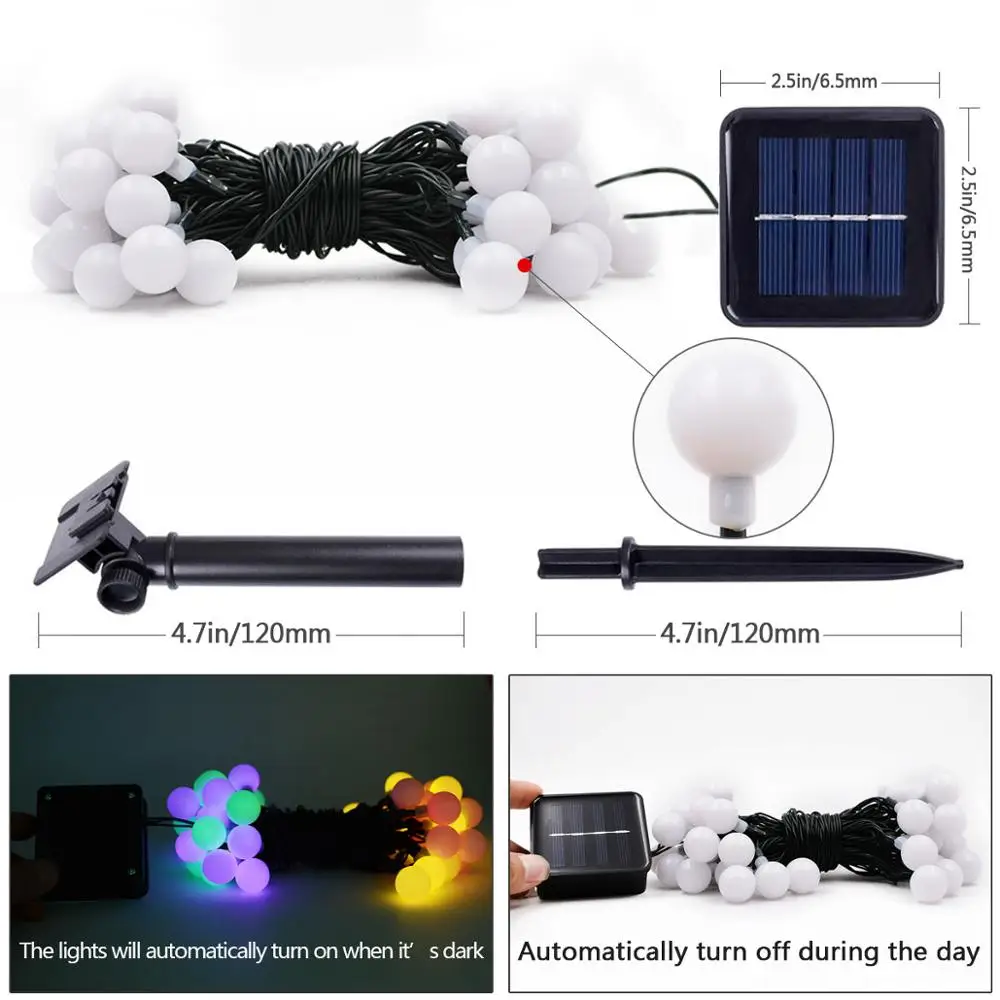 Солнечный Глобусы Гирлянды светодиодные огни многоцветный 50leds мяч party гирлянды