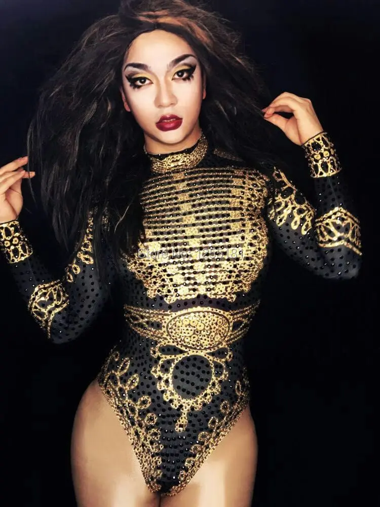 Sexy 2017 beyonc Bodysuit Women's Long Sleeves Rhinestone Outfit Dance Stage Show Nightclub Costume Singer Leotard Wear