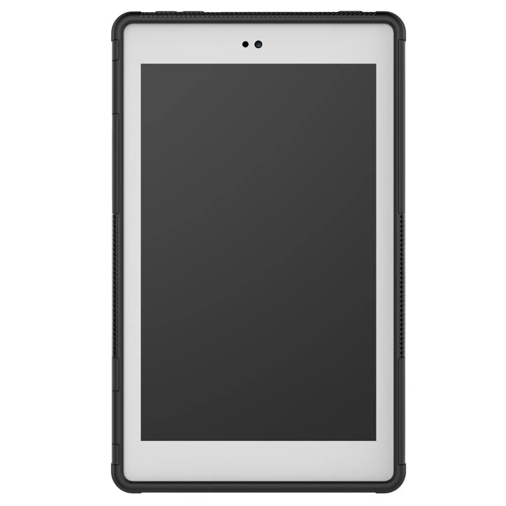 Для Amazon Kindle Fire HD 8 дюймов ударопрочного смешанные резиновая основа чистый цвет модные три-доказательство чехол с кронштейном - Цвет: BK