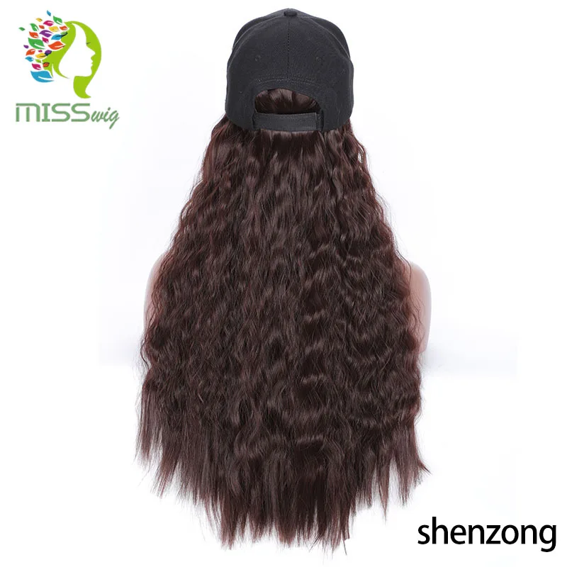 1B/27HL Miss wig кудрявый Кудрявый Длинный 22 дюймов натуральный черный колпачок волосы для наращивания шляпа шиньон синтетический термостойкий волос кусок - Цвет: 1B/27HL