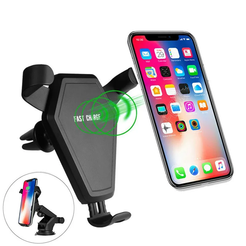 Автомобильный держатель Qi для iPhone 8/iPhone X/Samsung|Подставки и держатели| |