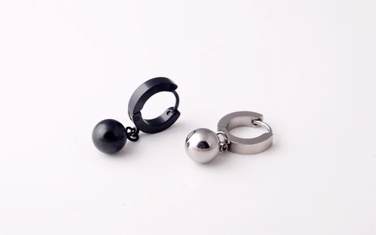 Модные круглые серьги кольца цветные черные Шаровые Подвески из нержавеющей
