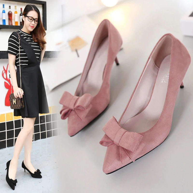 Шпильки тонкие туфли 2018 женские новые острый носок и высокий каблук с открытым