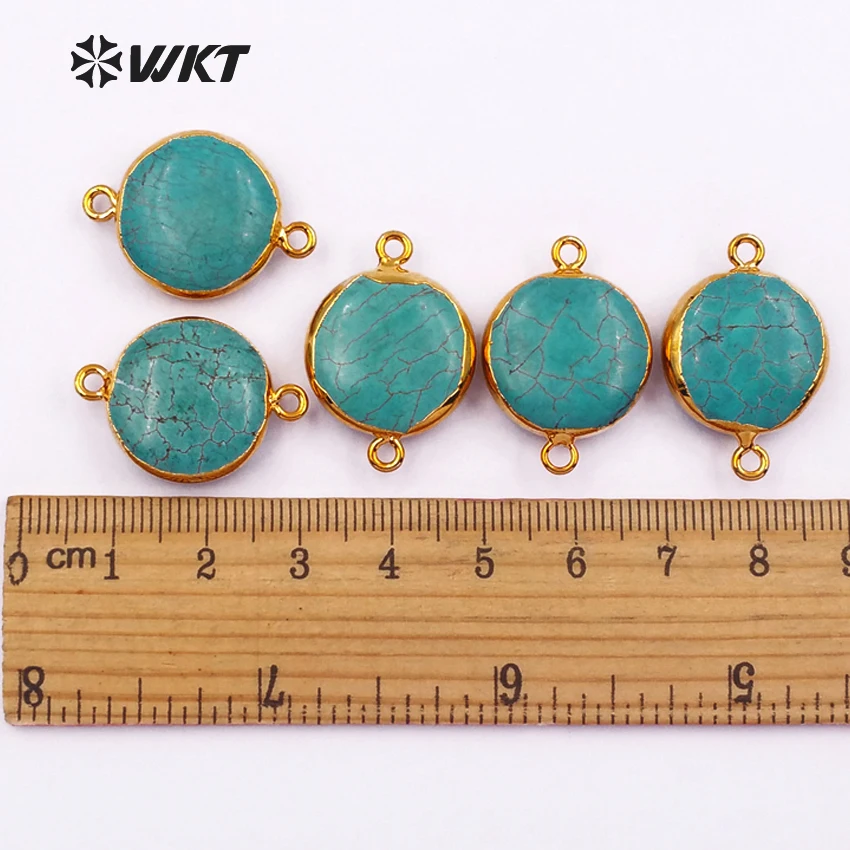 WT-C215 Wholesale Custom Natural Green Holite Stone Round Conectors Graceful Unique For Fashion Jewelry Making | Украшения и