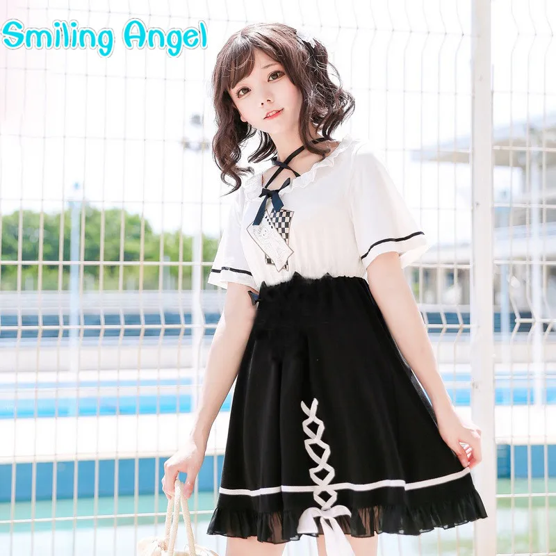 Japanese Rabbit Girl Skirt Stitching Dresses Poker Soft Daily Student Academic Style | Тематическая одежда и униформа