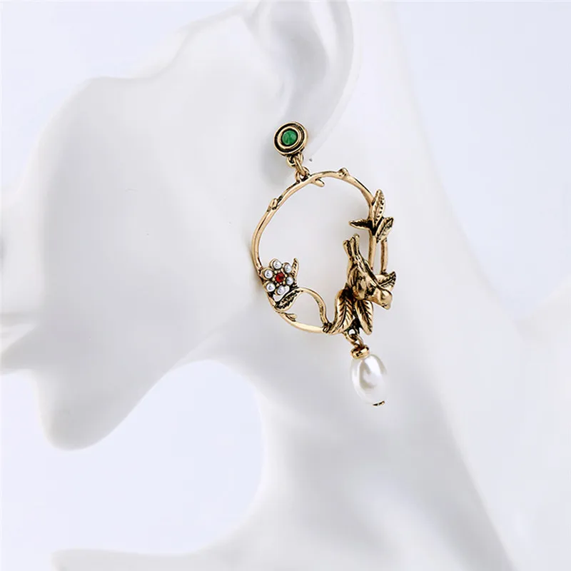 Золотые цветы птицы большие серьги для женщин новый дизайн милые модные