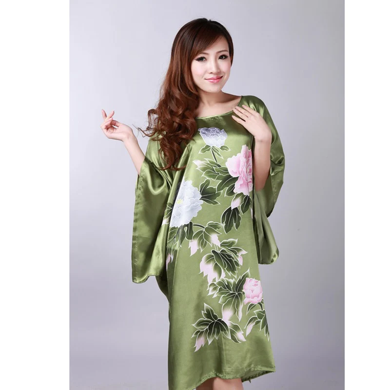 Зеленый женский летний халат для отдыха женское Новое сексуальное домашнее