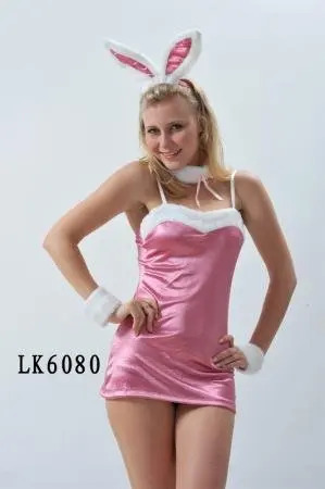 Женское сексуальное розовое платье в виде кролика нарядное на Хэллоуин нижнее