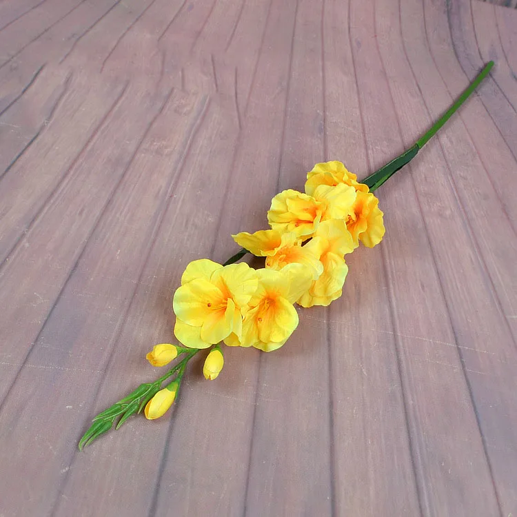 yellow Реалистичный 1 шт искусственный цветок гладиолуса стебель Свадебный букет/Posy украшение стола домашний декор 8 цветов - Цвет: yellow