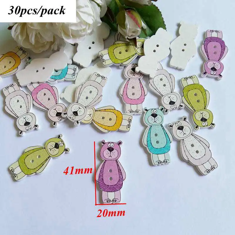 Style 29 30pcs 30/50 шт./упак. смешанные стили вариантов выбирается в произвольном порядке мультфильм головистой формы деревянные кнопки для рукоделия "сделай сам" Скрапбукинг; прошитые вручную L-1 - Цвет: Style 29 30pcs