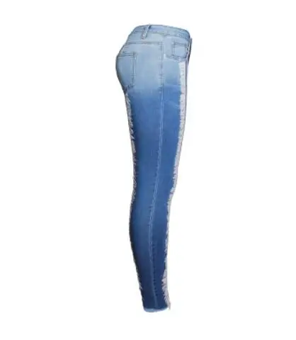 Женские эластичные джинсы с кисточками белые брюки карандаш высокой талией из