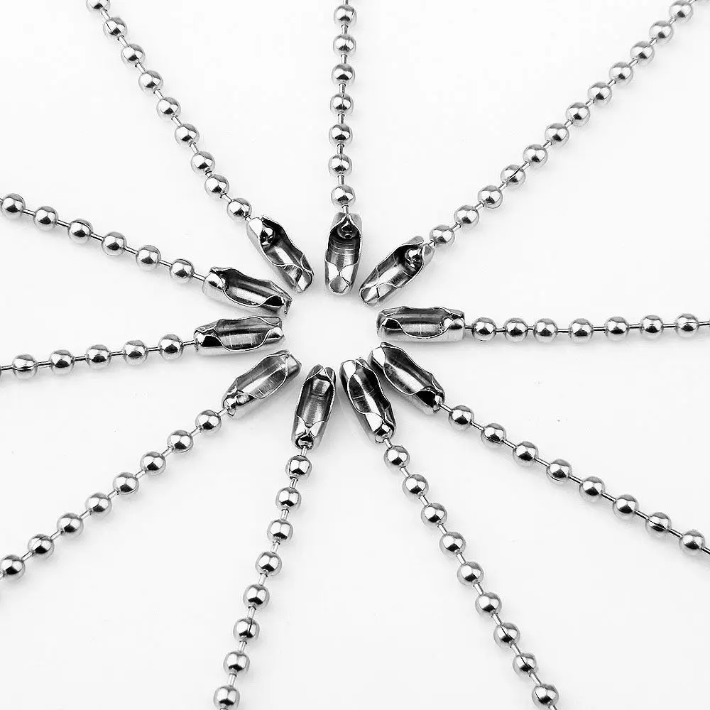 

5pcs Stainless Steel Neck Chains 60cm Ski Pass Card Badge Holder Ball Beads Necklace Badge Reel ID Name Card