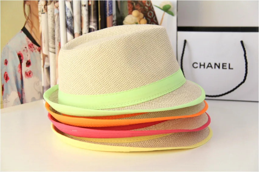 2016 Новинка Женская Мужская Унисекс Neon Брим Fedora Шляпа Бандитский Кепки Летний
