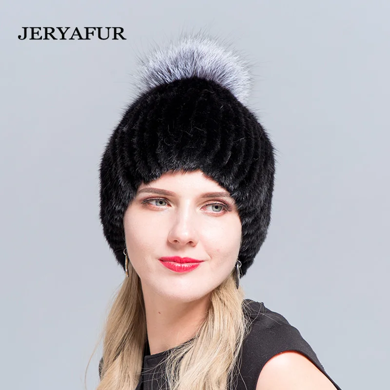 JERYAFUR/горячая Распродажа ручная меховая шапка бесплатная доставка зимние теплые