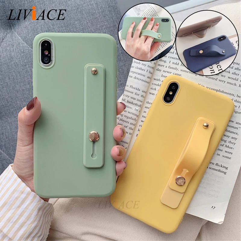 Чехол для iphone x, xr, xs, max, ремешок на руку, силиконовый чехол s, для iphone 8, 7, 6, 6s plus, 5, 5S, se, держатель, подставка, ТПУ, задняя крышка