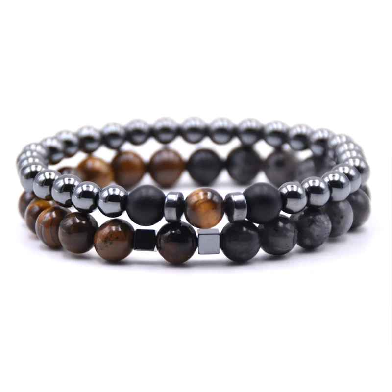 Браслет для влюбленных 2 шт./компл. роскошный браслет из бисера 8 мм мужской камня