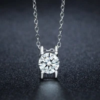 lesf 925 silver single stone necklace hearts and arrows zircon pendant simple fashion ladies jewelry birthday gift