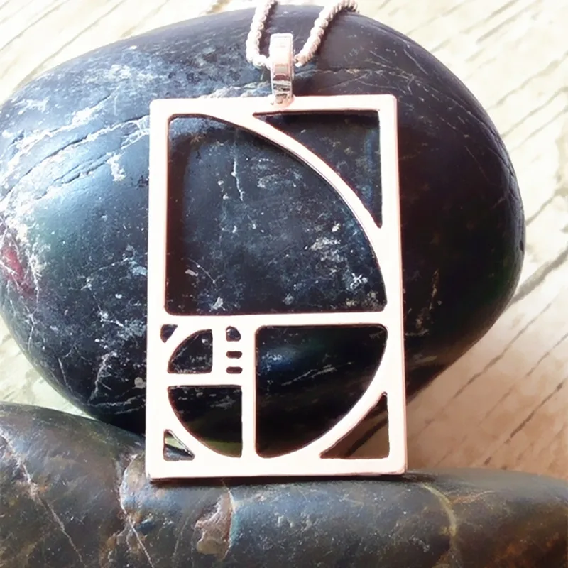 

Drop shipping Fibonacci Golden ratio pendant Black /Silver plated necklaces & pendants 40mm *25mm jewelry accessories for women