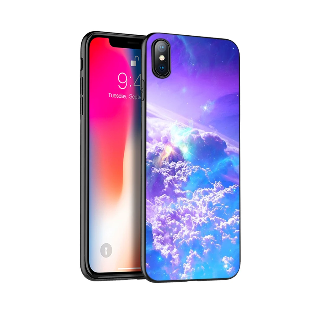 Черный чехол из ТПУ для iphone 5 5s se 6 6s 7 8 plus x 10 силиконовый XR XS 11 pro MAX милые облака rt