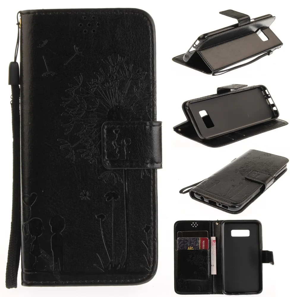 Роскошный чехол кошелек из искусственной кожи с тиснением Одуванчик для Samsung Galaxy