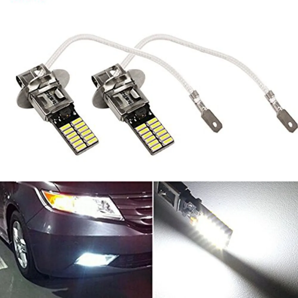 2x12V H3 белый 6500K 24 SMD 4014 светодиодный высокое Мощность лампы DRL Противотуманные