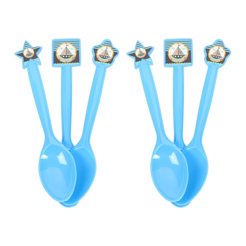 Spoons X 6pcs 1 компл. Пиратские вечерние декоративный шар тарелка чашка Баннер Дети с днем рождения одноразовые наборы посуды детский душ свадебные принадлежности - Цвет: Spoons X 6pcs