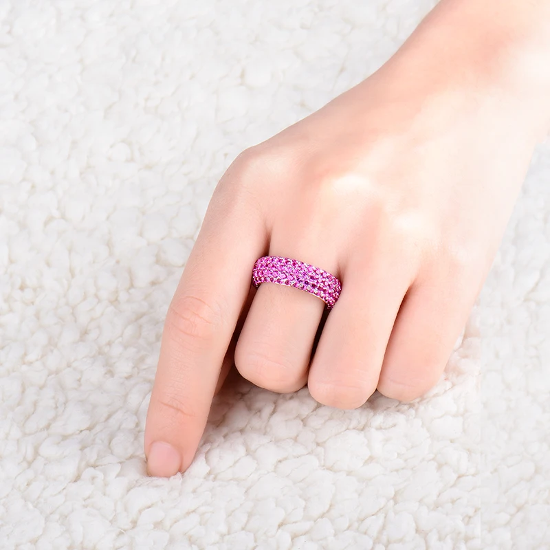 LOVERJEWELRY Новое поступление одноцветное 14 к белое золото красный корунд Драгоценный Камень Обручальное кольцо для женщин ювелирные изделия роскошный дизайн Рождественский подарок
