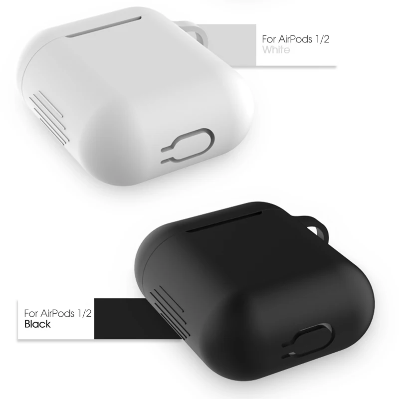 Силиконовый беспроводной Чехол для наушников с Bluetooth, защитный чехол, аксессуары для Apple Airpods 1/2, зарядная коробка с крючками