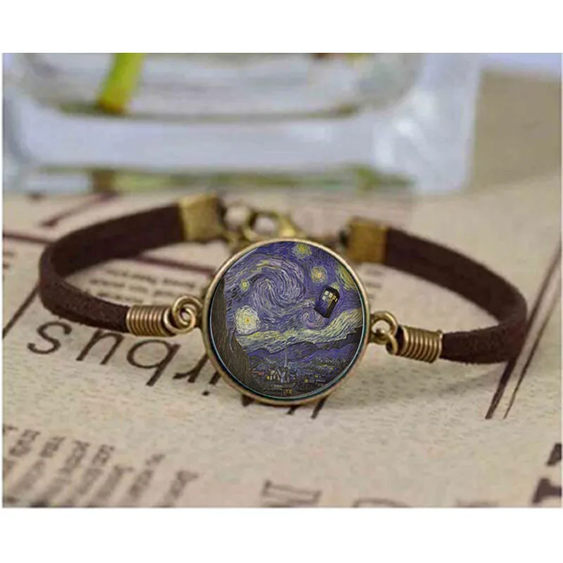 Кожаный браслет Doctor Who Tardis Van Gogh Dr who художественные браслеты цепочка с застежкой