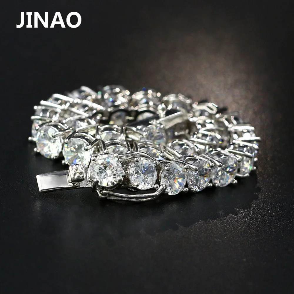JINAO 1 ряд Золото Серебро AAA кубический цирконий проложили все Iced Out теннис Bling Lab CZ камни браслет