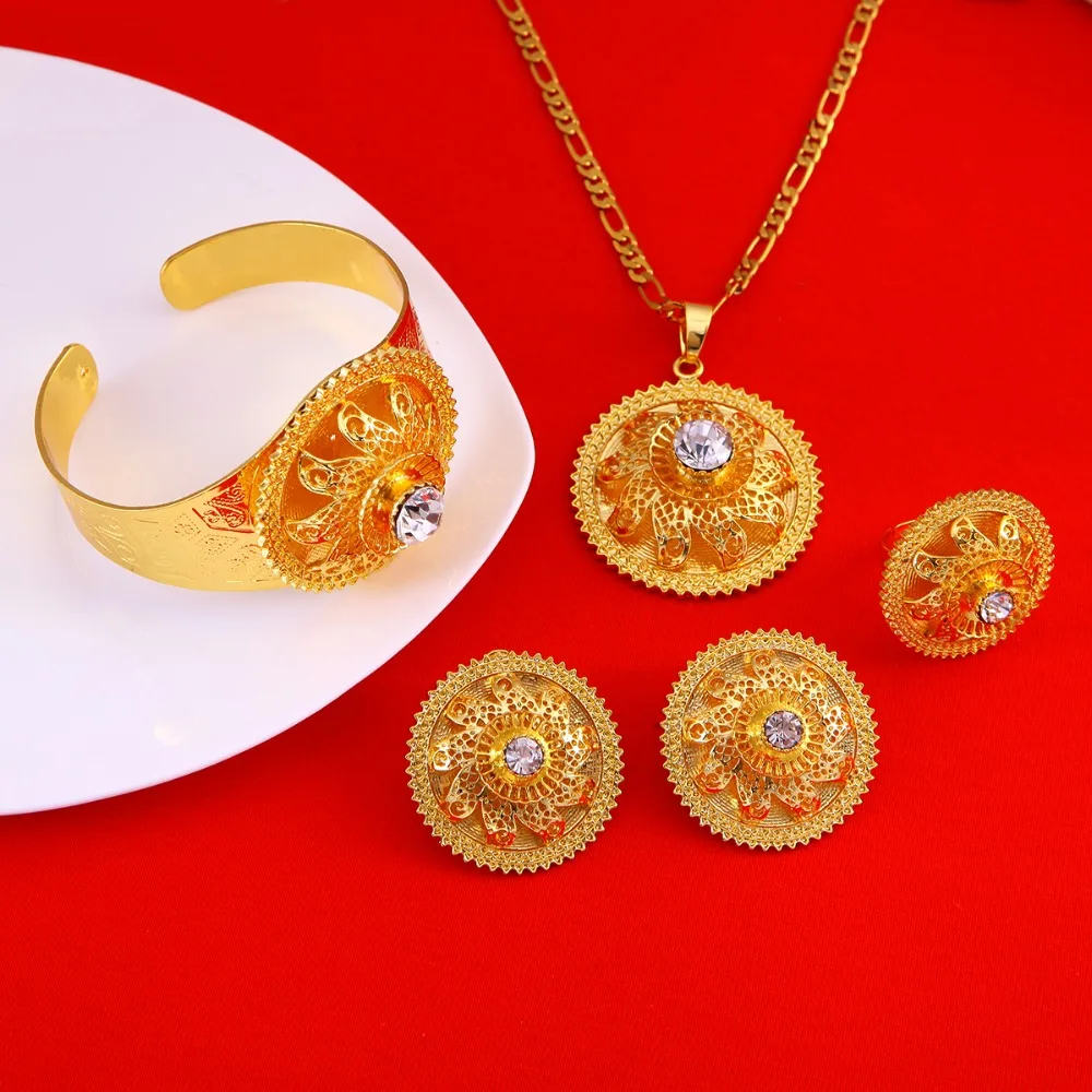 Комплект ювелирных изделий из колье серёг кольца и браслета|ethiopian jewelry set|sets