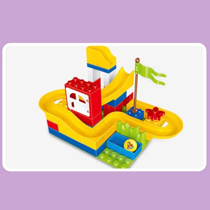 48pcs Marble Race Run Maze Ball Track Bricks Compatible big size Duplo Building Blocks assemble DIY Construction toys for kids | Игрушки и