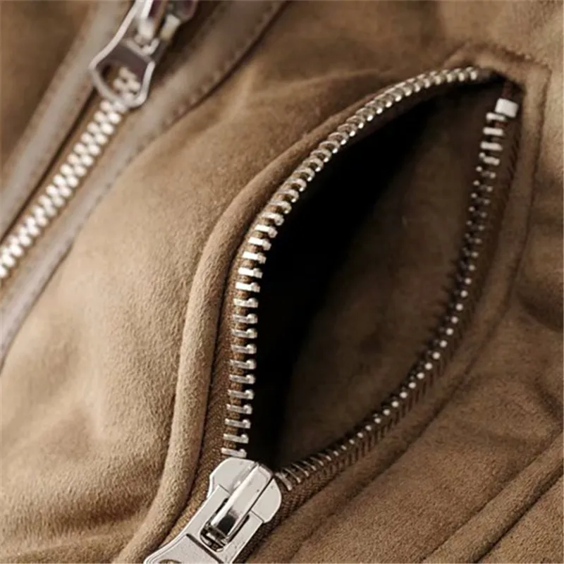 2018 Новые Зимние Замшевые Куртки из искусственной кожи Женская байкерская куртка