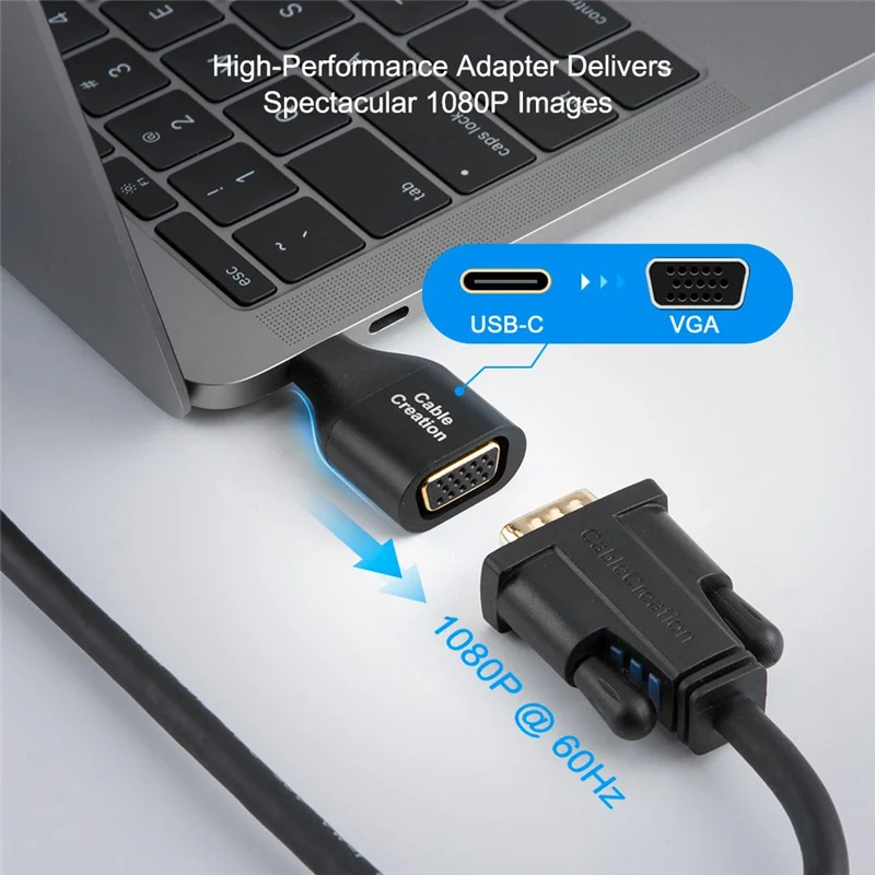 USB-C к VGA Type C (совместим с Thunderbolt 3) адаптеру совместим MacBook Pro/MacBook Air 2018/iMac 2017 |