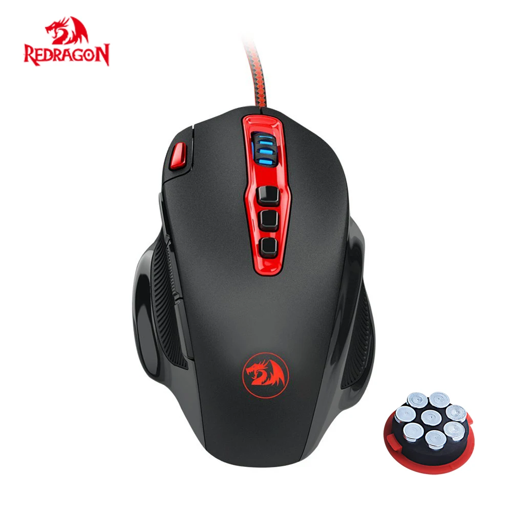 Программируемая игровая мышь Redragon 14400 dpi с боковыми кнопками Регулируемый Вес светодиодный с подсветкой высокоточная геймерская мышь M805