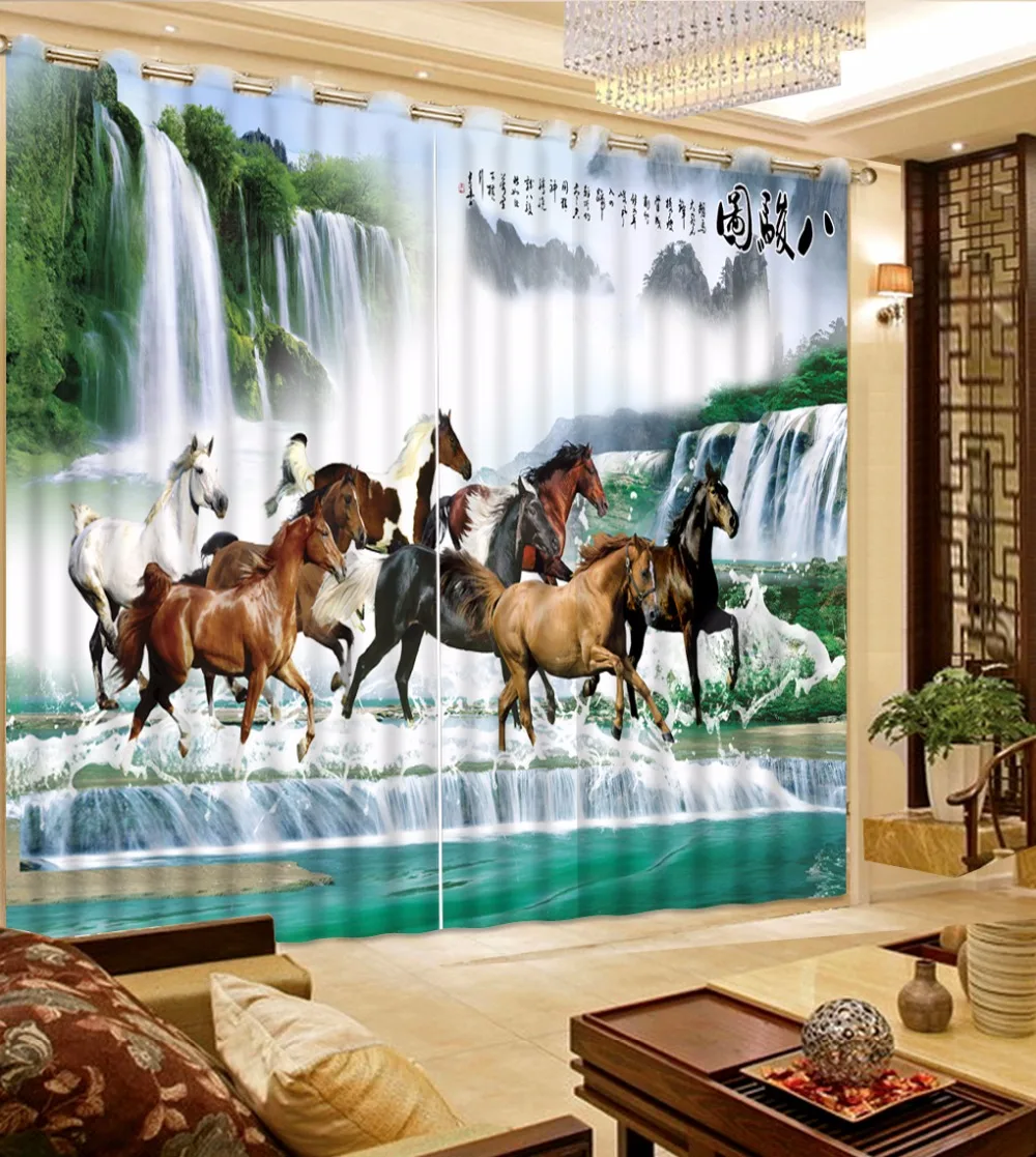 Китайские большие 3D занавески зеркальные шторы для гостиной светонепроницаемые