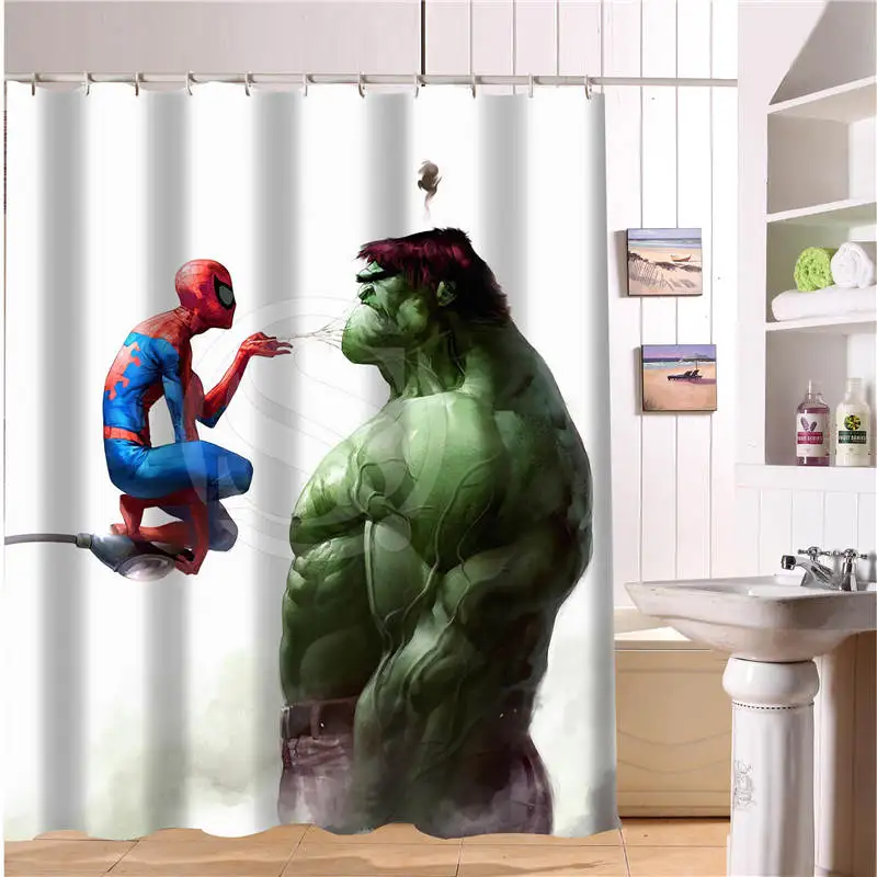 Пользовательские Мстители, герой Marvel занавески для душа Новые Большие европейские и американские большие идеи печать издание полиэстер занавес для ванной - Цвет: Темный хаки
