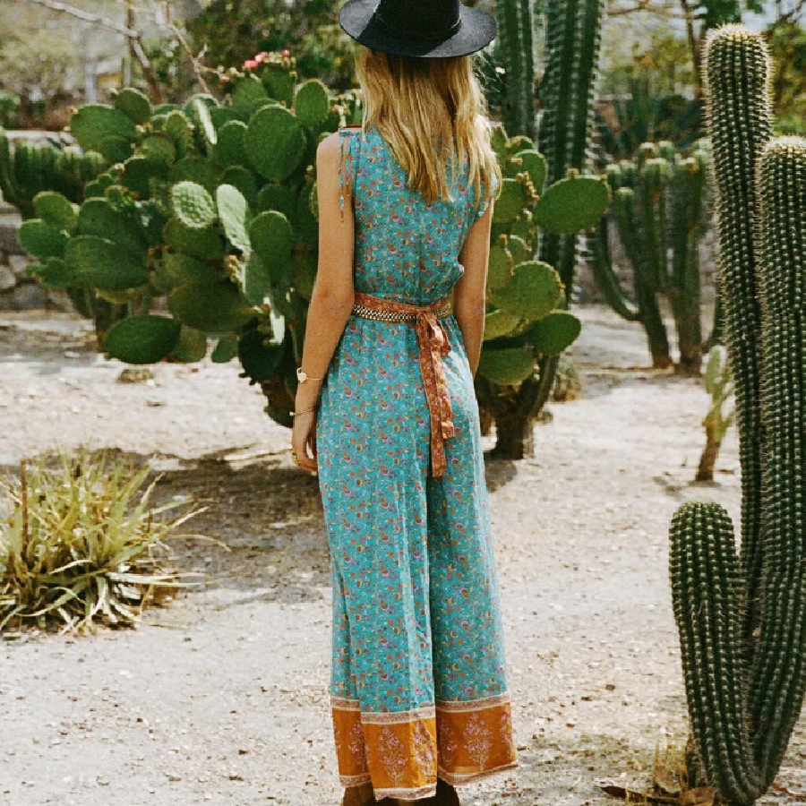 Женский комбинезон без рукавов TEELYNN свободный пляжный в стиле бохо с треугольным