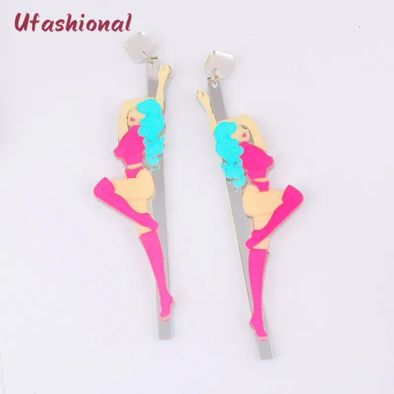 Wholesale Dancing Girl Pendientes Brincos Drop Earrings For Women Indian Jewelry Acrylic Dangle Earring Feminino Brinco | Украшения и