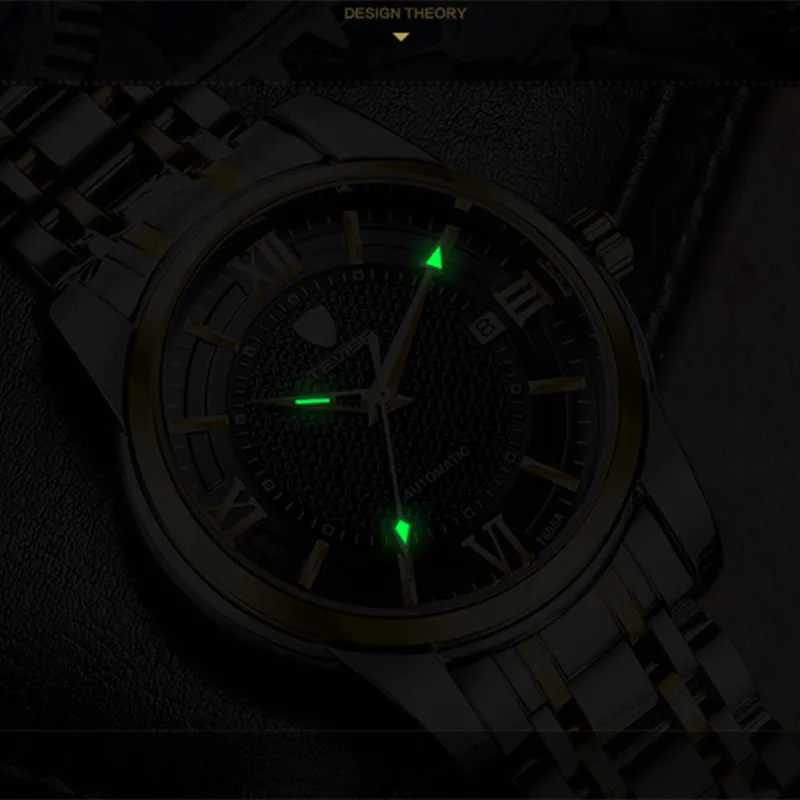 Новинка 2017 TEVISE Лидирующий бренд Tourbillon с автоподзаводом механические часы для