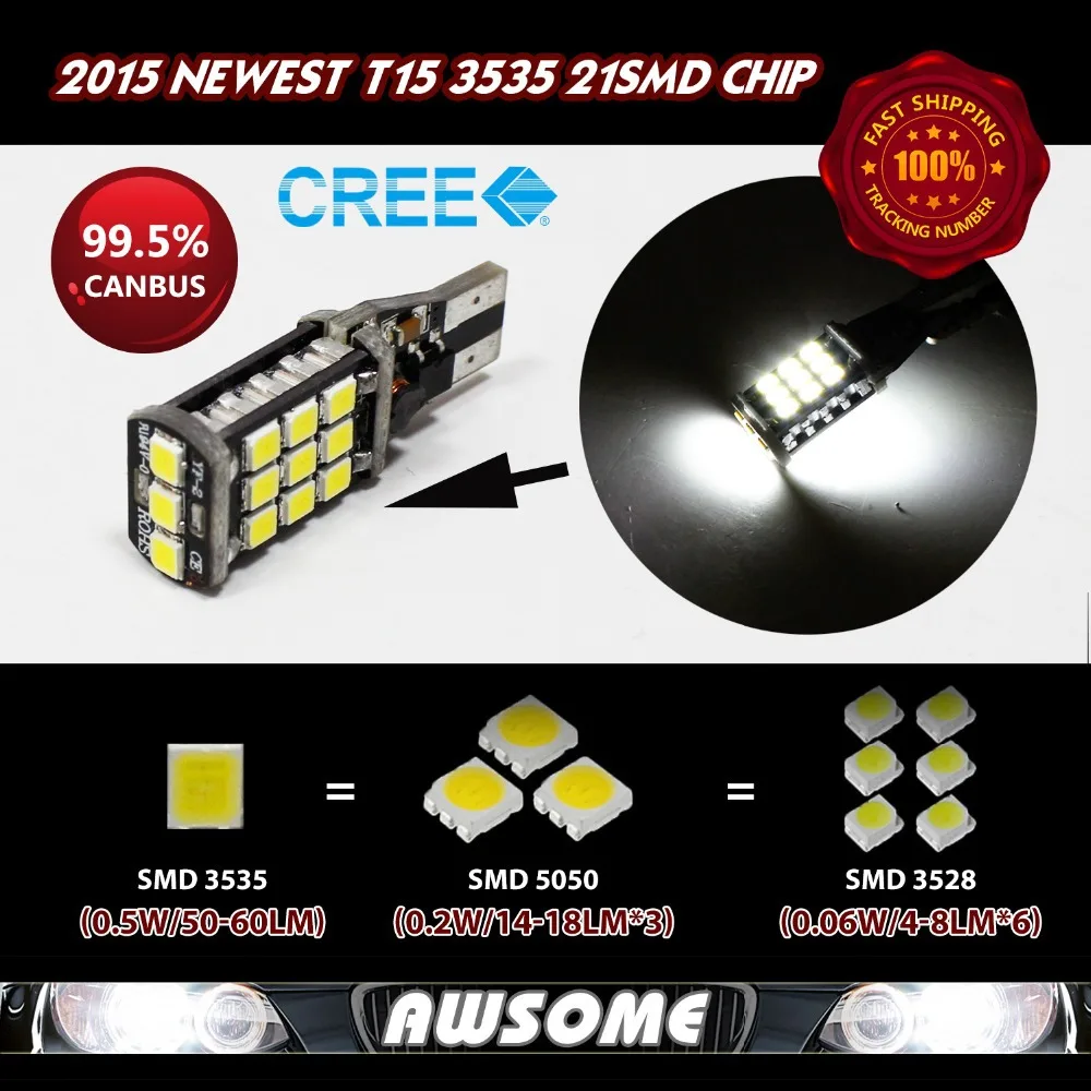 2x T15 W16W 921 светодиодный CANBUS 3535 21SMD светильник высокой мощности совместимый с T10 W5W