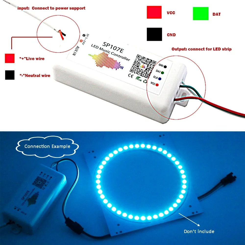 

Music LED RGB Controller WIFI Bluetooth Pixel IC SPI by Phone APP SP107E For WS2812 SK6812 SK9822 RGBW APA102 LPD8806 Strip JQ